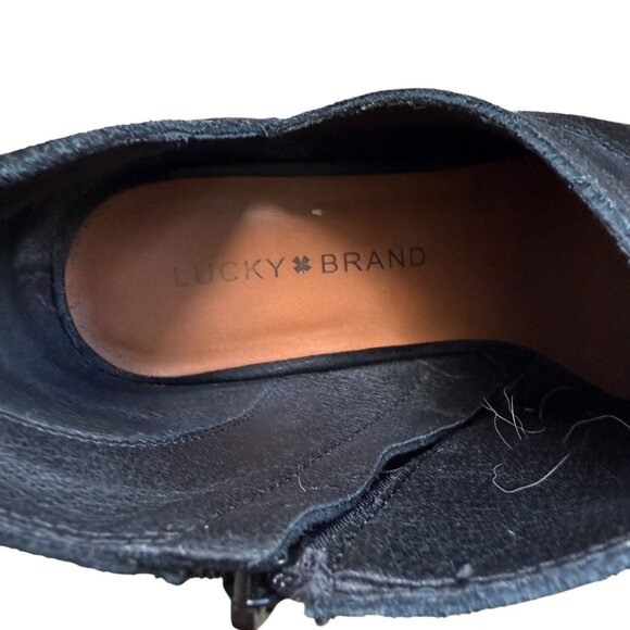 Lucky Brand Zollie Almond Toe Pull On Leather Booties Black Size 10M, Leather - Picture 7 of 9